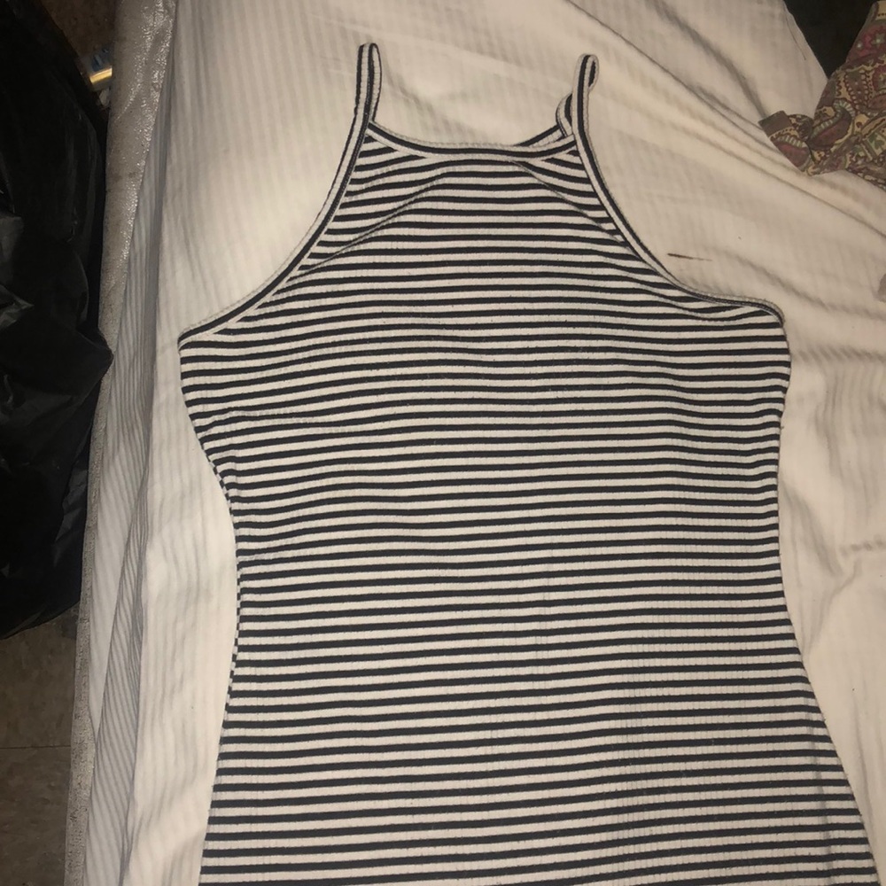white and black stripped dress